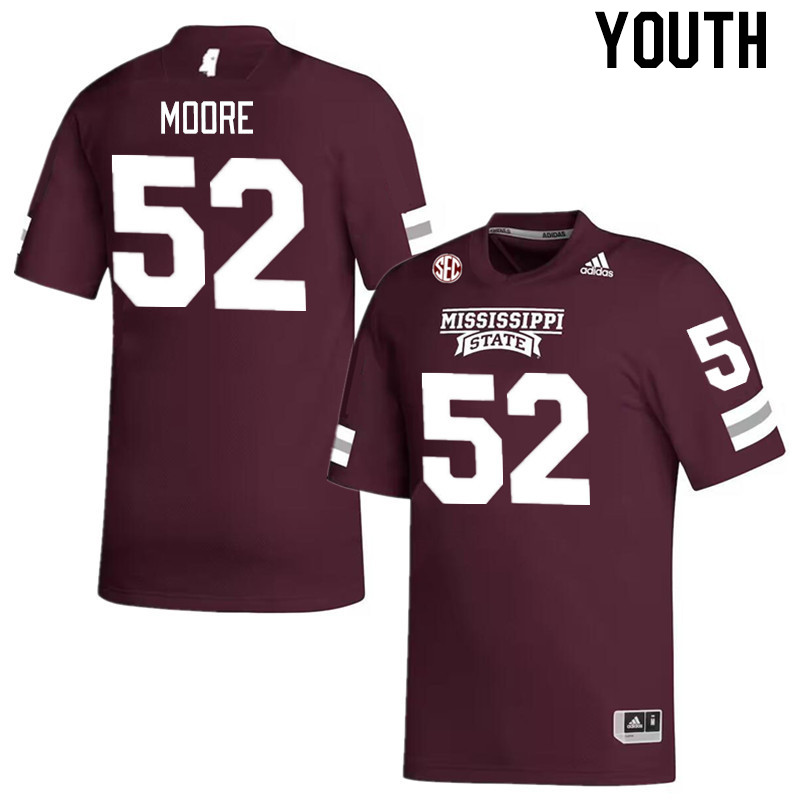 Youth #52 Khalid Moore Mississippi State Bulldogs College Football Jerseys Stitched Sale-Maroon